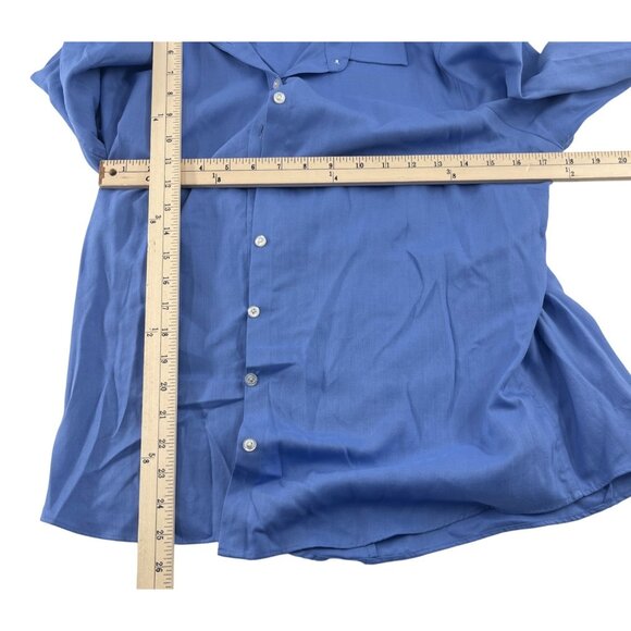 Lands' End Women's Blue Button-Up Shirt Size 14 Long Sleeve - Picture 3 of 4